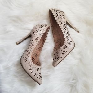 Lauren Conrad | Nude Floral Cutout Heels Size 5